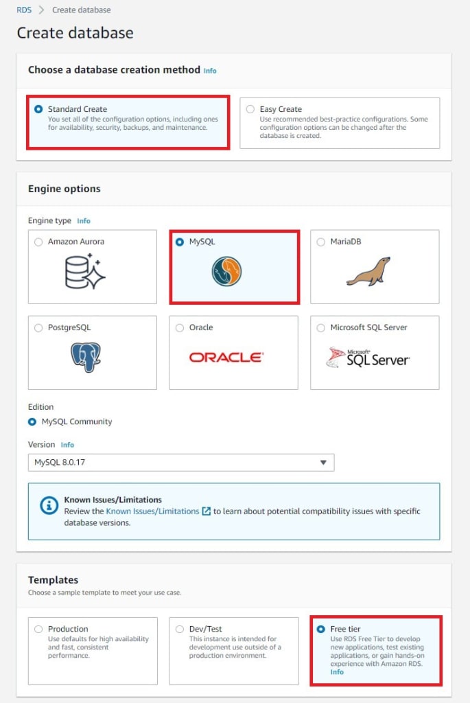 RDS MySQL: Choose MySQL